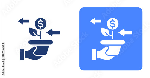 Investment Return Glyph  Two-tone color and contrasting background icon illustration
