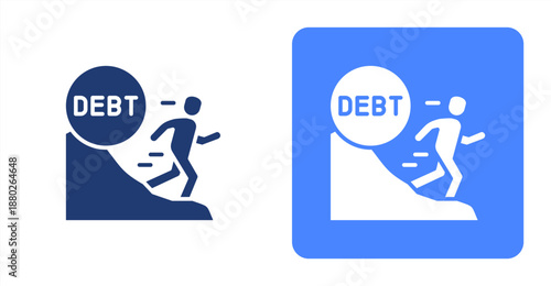 Debt Glyph  Two-tone color and contrasting background icon illustration