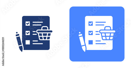 Grocery List Glyph  Two-tone color and contrasting background icon illustration
