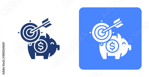 Goal Setting Glyph  Two-tone color and contrasting background icon illustration