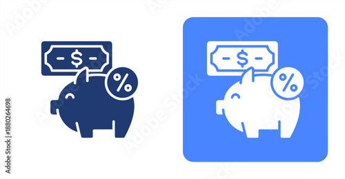 Discount Glyph  Two-tone color and contrasting background icon illustration
