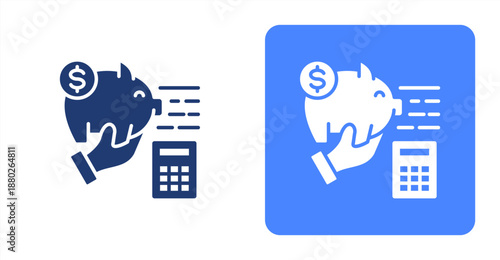 Budgeting Glyph  Two-tone color and contrasting background icon illustration