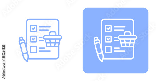 Grocery List Line  Two-tone color and contrasting background icon illustration