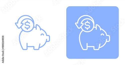 Cash Back Line  Two-tone color and contrasting background icon illustration