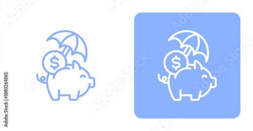 Emergency Savings Line  Two-tone color and contrasting background icon illustration