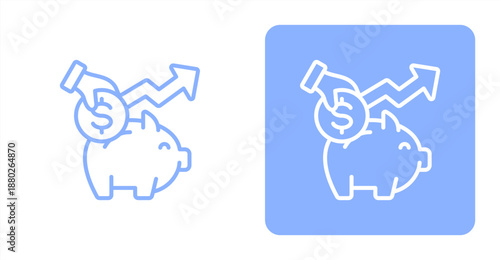 Savings Plan Line  Two-tone color and contrasting background icon illustration