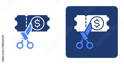 Coupon Glyph Color  Two-tone color and contrasting background icon illustration