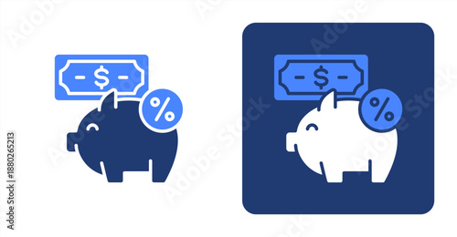 Discount Glyph Color  Two-tone color and contrasting background icon illustration