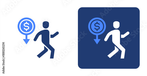 Low Cost Glyph Color  Two-tone color and contrasting background icon illustration