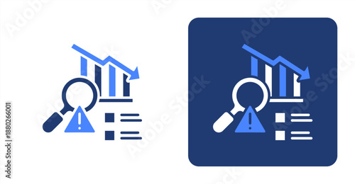 Risk Analysis Glyph Color  Two-tone color and contrasting background icon illustration