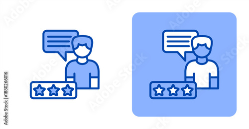 Customer Feedback Line Color  Two-tone color and contrasting background icon illustration