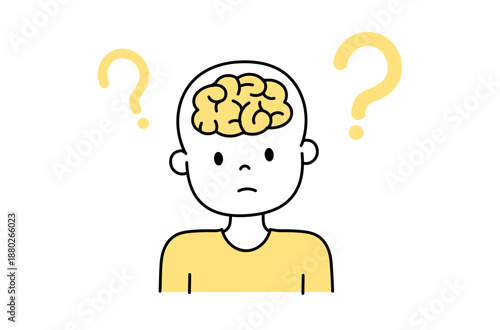 疑問を感じる脳のイラスト	