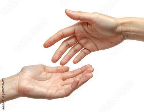 Two Hands Almost Touching, Front View, Isolated on Transparent Background