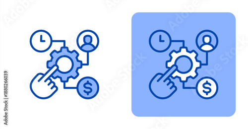 Resource Allocation Line Color  Two-tone color and contrasting background icon illustration