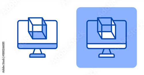 Simulation Line Color  Two-tone color and contrasting background icon illustration