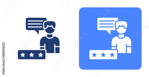 Customer Feedback Glyph  Two-tone color and contrasting background icon illustration