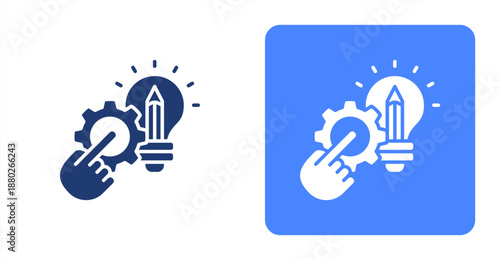 Engineering Design Glyph  Two-tone color and contrasting background icon illustration