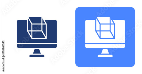 Simulation Glyph  Two-tone color and contrasting background icon illustration