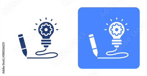 Conceptualization Glyph  Two-tone color and contrasting background icon illustration