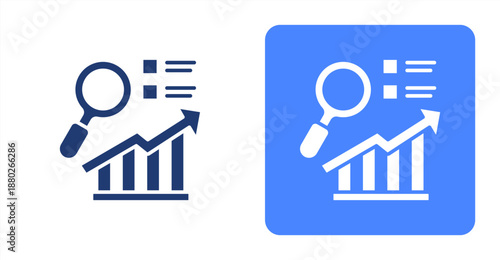 Market Research Glyph  Two-tone color and contrasting background icon illustration