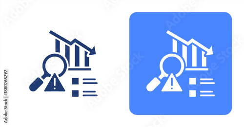 Risk Analysis Glyph  Two-tone color and contrasting background icon illustration