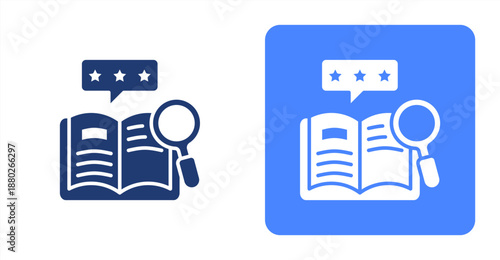 Literature Review Glyph  Two-tone color and contrasting background icon illustration