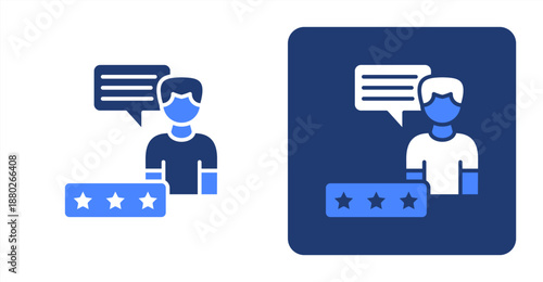 Customer Feedback Glyph Color  Two-tone color and contrasting background icon illustration