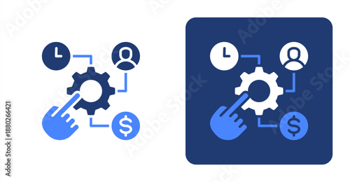 Resource Allocation Glyph Color  Two-tone color and contrasting background icon illustration