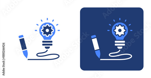 Conceptualization Glyph Color  Two-tone color and contrasting background icon illustration