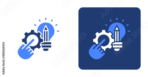 Engineering Design Glyph Color  Two-tone color and contrasting background icon illustration