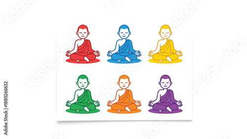 Colorful Meditating Monks: Diversity in Spirituality