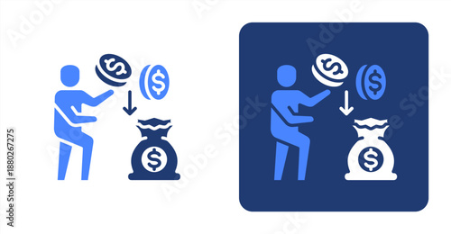 Financial Freedom Glyph Color  Two-tone color and contrasting background icon illustration