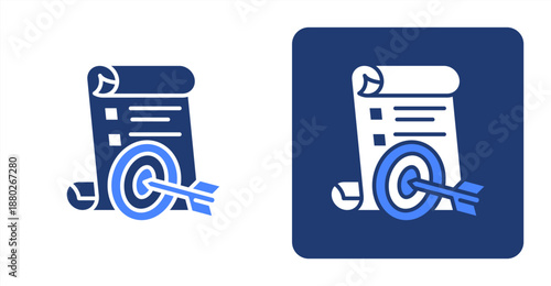 Goal Setting Glyph Color  Two-tone color and contrasting background icon illustration
