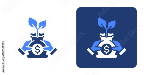 Investing Glyph Color  Two-tone color and contrasting background icon illustration