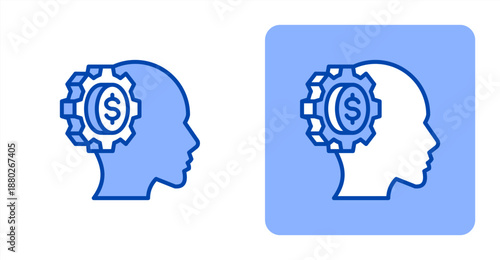 Mindset Line Color  Two-tone color and contrasting background icon illustration