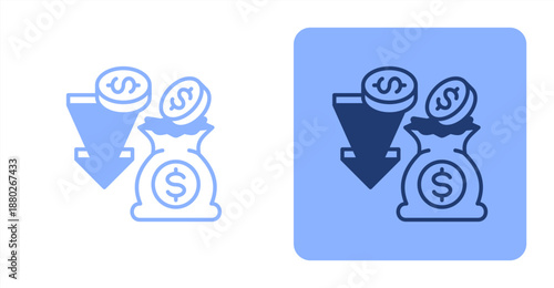 Income Mixed  Two-tone color and contrasting background icon illustration