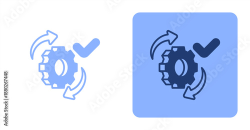 Execution Mixed  Two-tone color and contrasting background icon illustration