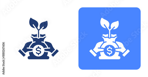 Investing Glyph  Two-tone color and contrasting background icon illustration