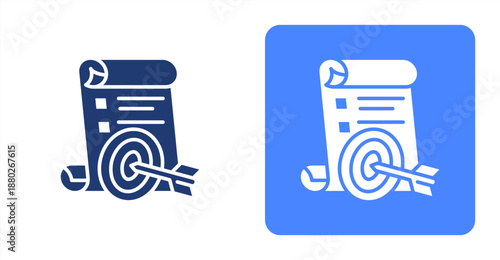 Goal Setting Glyph  Two-tone color and contrasting background icon illustration