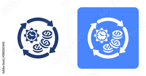 Consistency Glyph  Two-tone color and contrasting background icon illustration