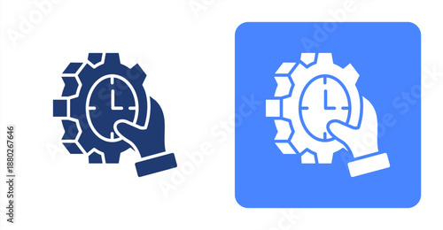 Time Management Glyph  Two-tone color and contrasting background icon illustration