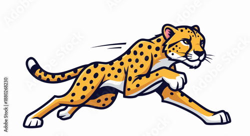 Cartoon Cheetah Running with Speed and Agility, Animal Mascot.