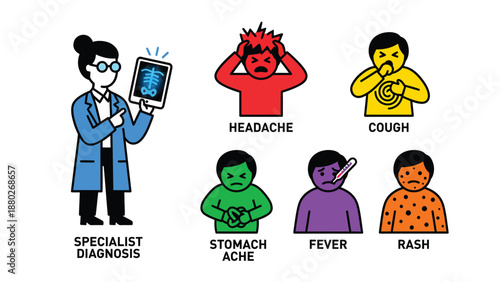 Medical Illustrations: Doctor Diagnosing Symptoms