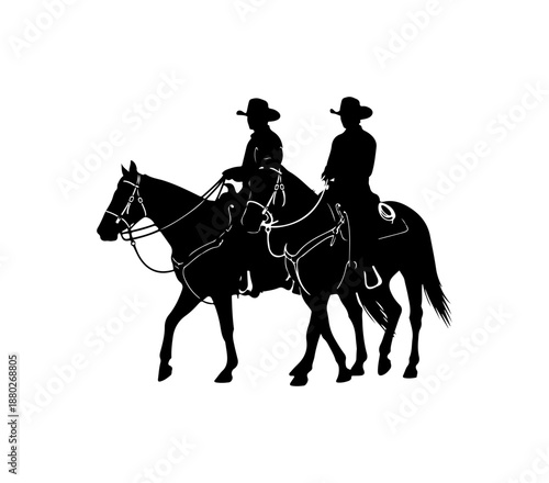 Cowboys Riding Horses Silhouette