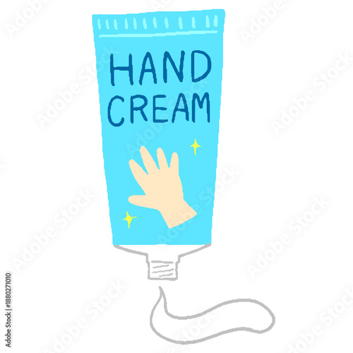 中身が出ているチューブ型ハンドクリームのイラスト