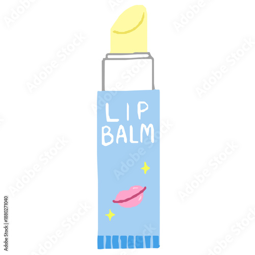 キャップをはずしたスティック型リップクリームのイラスト