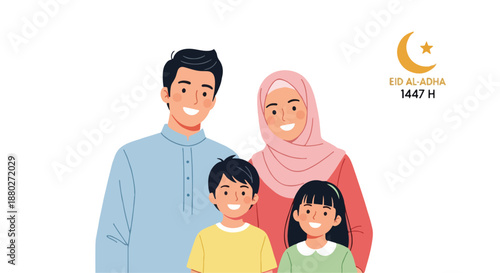 Muslim family celebrating Eid al-Adha holiday