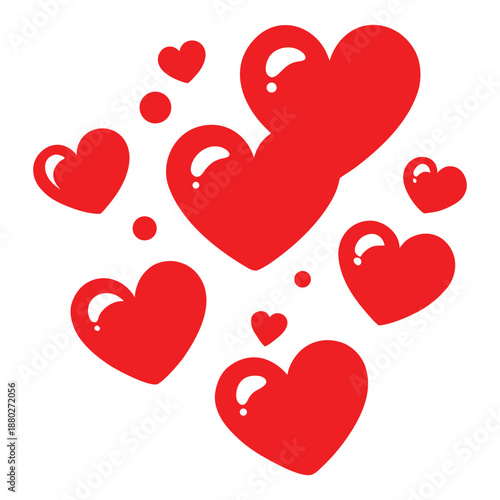 Floating hearts cute love concept vector illustration