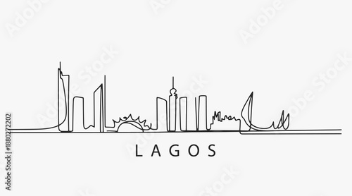 Flat Design one line without breaking the Lagos city