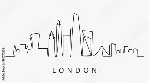 Flat Design one line without breaking the london city